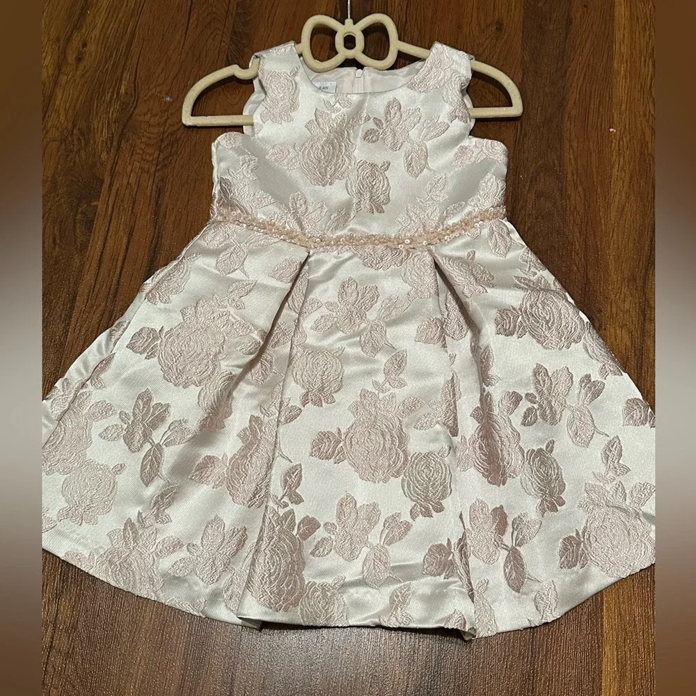 Bonnie Jean Light Pink Floral Jacquard Dress